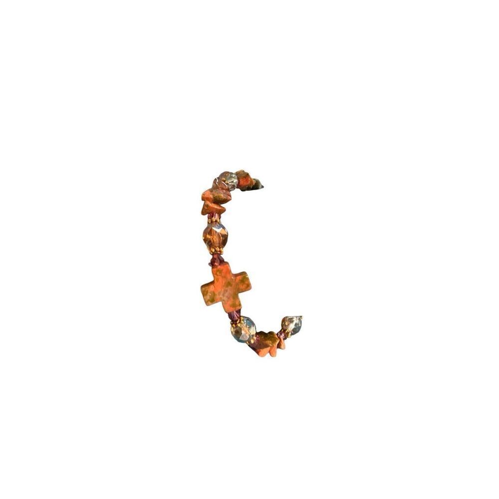 Unakite Jasper Cross Bracelet - Picture 10 of 13